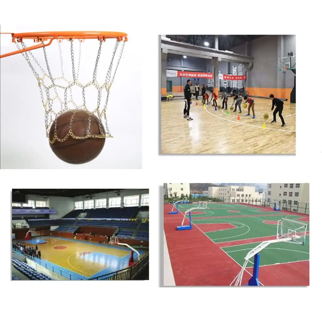 Solid Basketball Metal Chain Net Hoop Sports Fits Official Rims 12-Loop Steel Outdoor Rim Nets Accessories