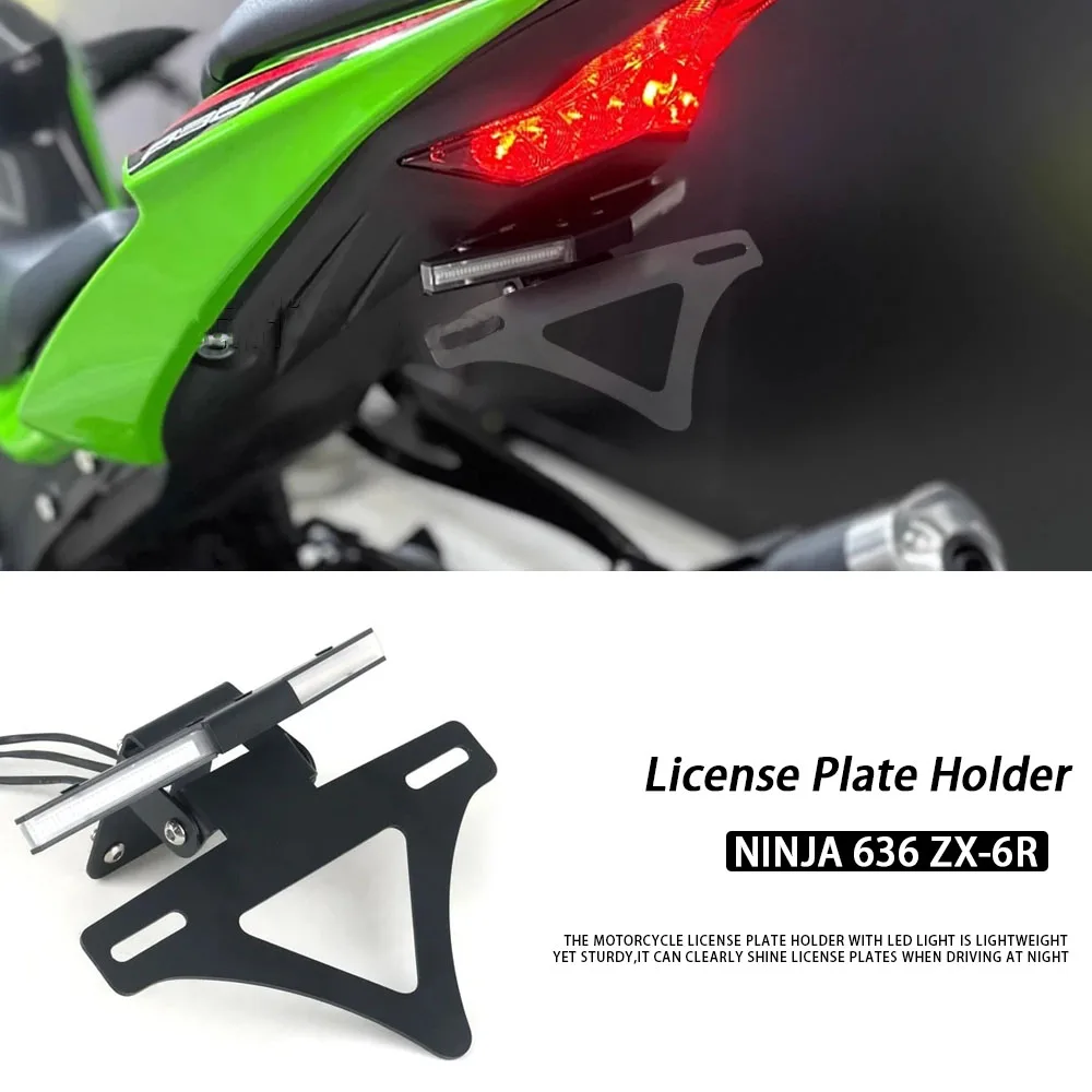 

2024 2025 Motorcycle Tail Tidy Rear Fender Eliminator LED Light License Plate Holder For KAWASAKI Ninja ZX-6R NINJA ZX 636 ZX6R