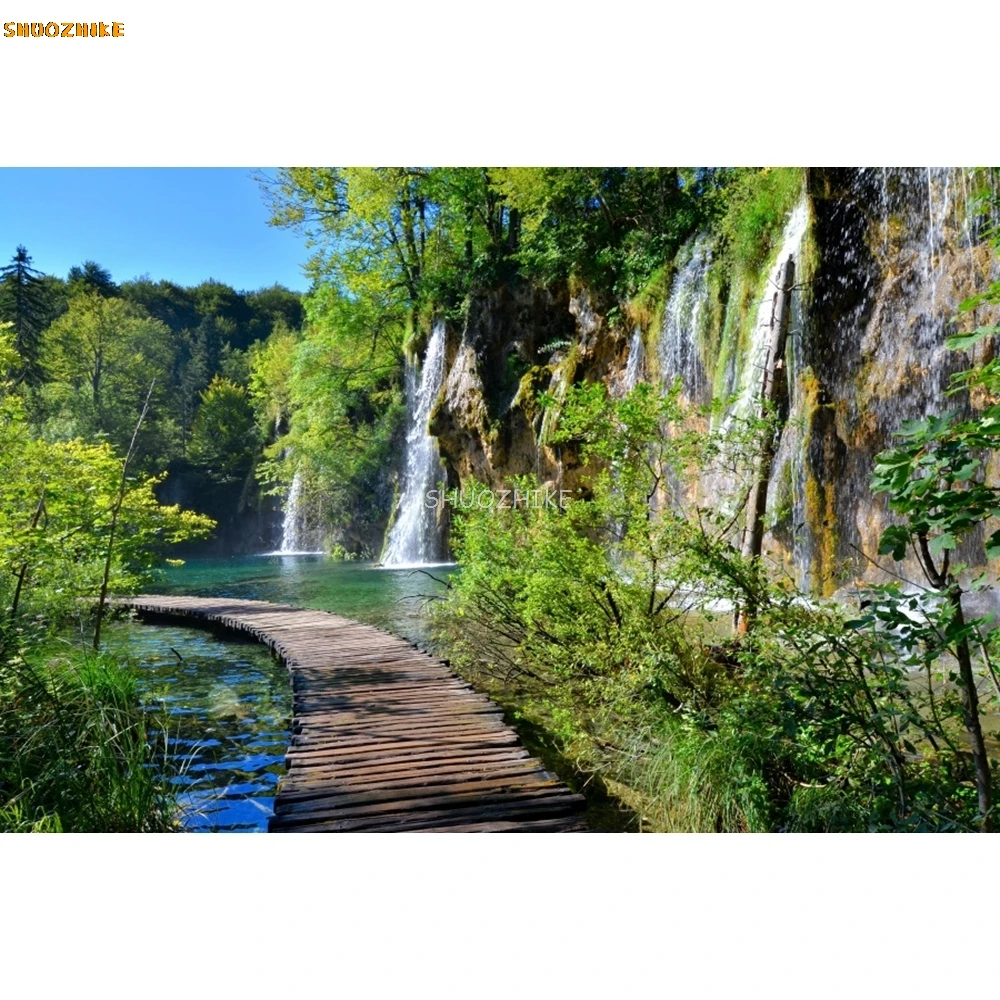 Natural Scenery Backdrop Waterfall Mountain Water Forest Jungle River Landscape Room Decor Photography Background Photo Studio