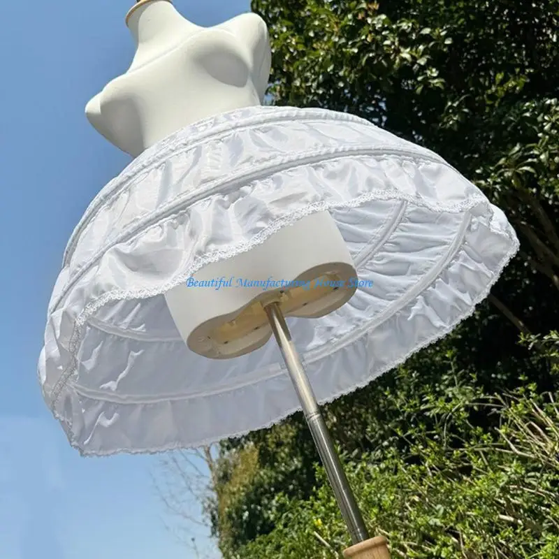 E56A مرونة الخصر السلة قماش قطني لفساتين عروض الباليه ثوب نسائي متعدد الطبقات مع مقاس قابل للتعديل