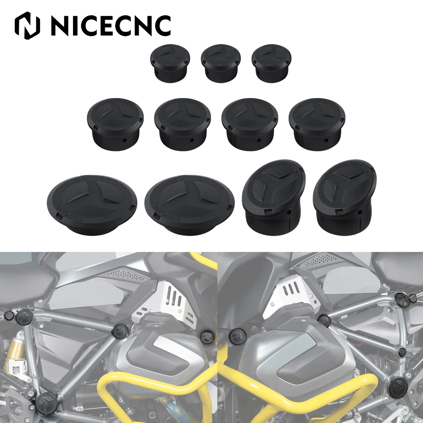 For BMW R1250GS R1200GS LC Adventure 11PCS Frame Hole Cover Cap Plug R1250GS 2018-2022 R1250GS Adventure 2018-2024 R1200GS/Adv
