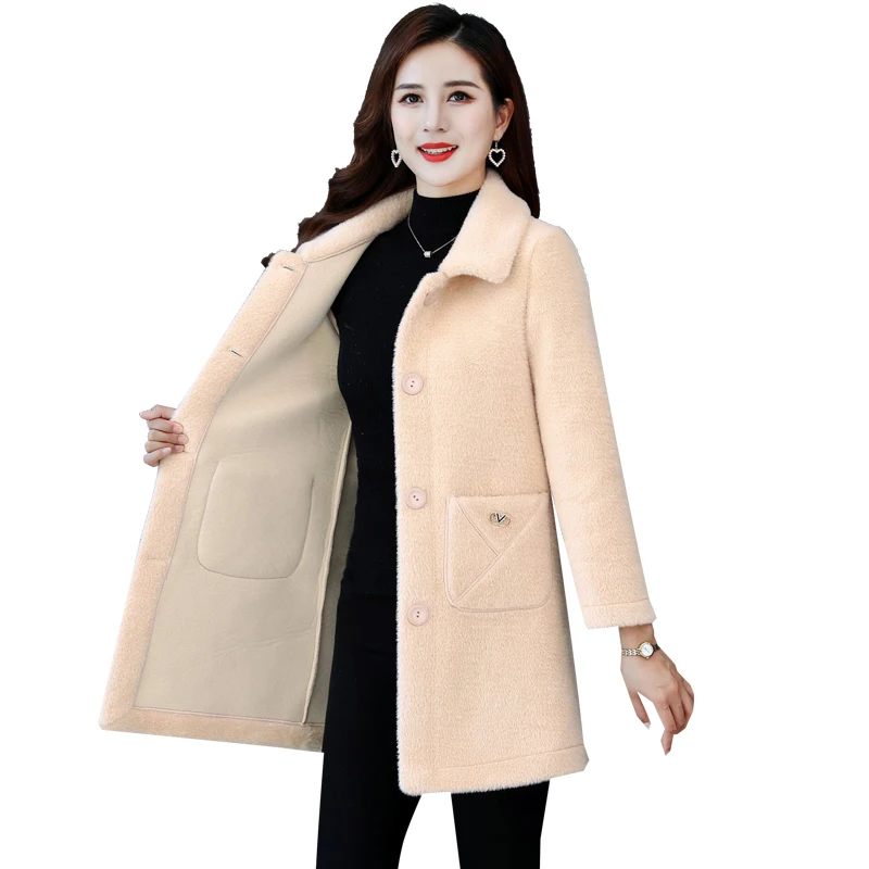 

Nice Pop Winter Women Lmitation Mink Velvet Fur Coat Female Middle Aged Loose Mid Long Fur Jacket Ladies Overcoat