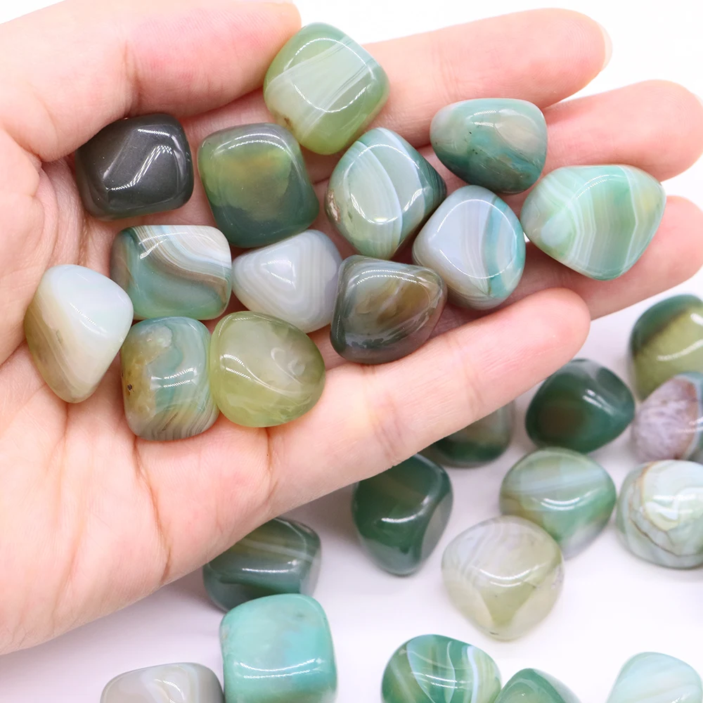 Natural Green Striped Agate Tumbled Stone Bulk Ore Healing Crystals Quartz Energy Gemstone Tank Aquarium Garden Home Decoration