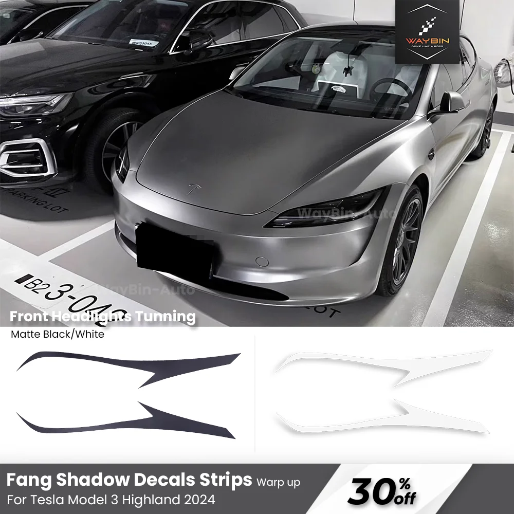 

Tesla Model 3 Highland 2024 Car sticker Headlight Strips Bumper Fang Shadow Decals Decoration Auto Exterior Accessories