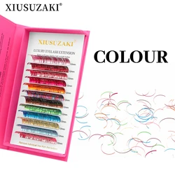 XIUSUZAKI Individual Shiny Colorful Eyelash Extension Classic Lashes Mixed Color Glitter Tinsel Christmas Eyelash Extensions
