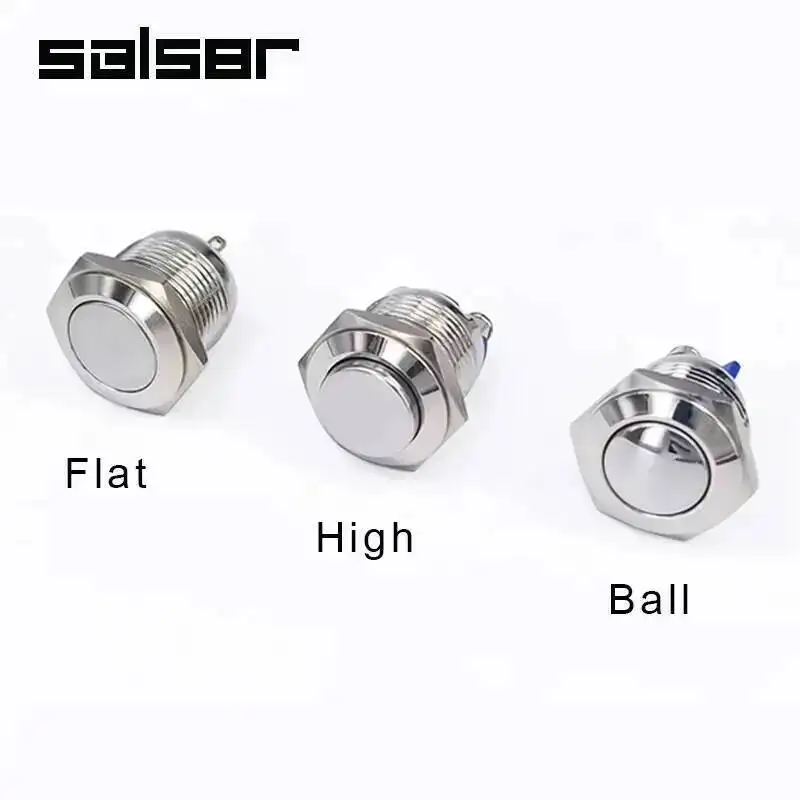 16mm Momentary Reset Metal Push Button Switch IP65 Waterproof Copper 1NO High/Flat/Shape Screw Pin Foot Round Doorbell DIY