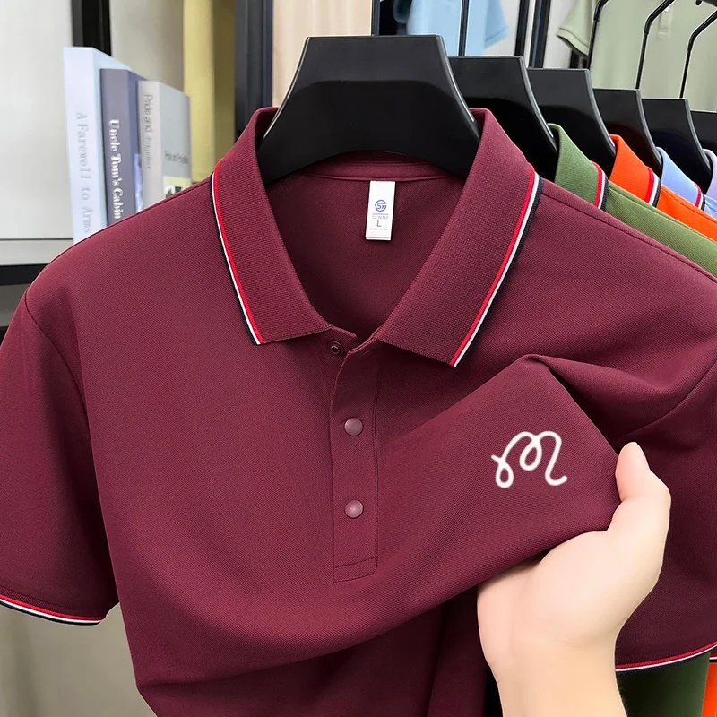 Exquisite designer's new letter embroidered solid color lapel short sleeve polo shirt for summer men's casual breathable T-shirt