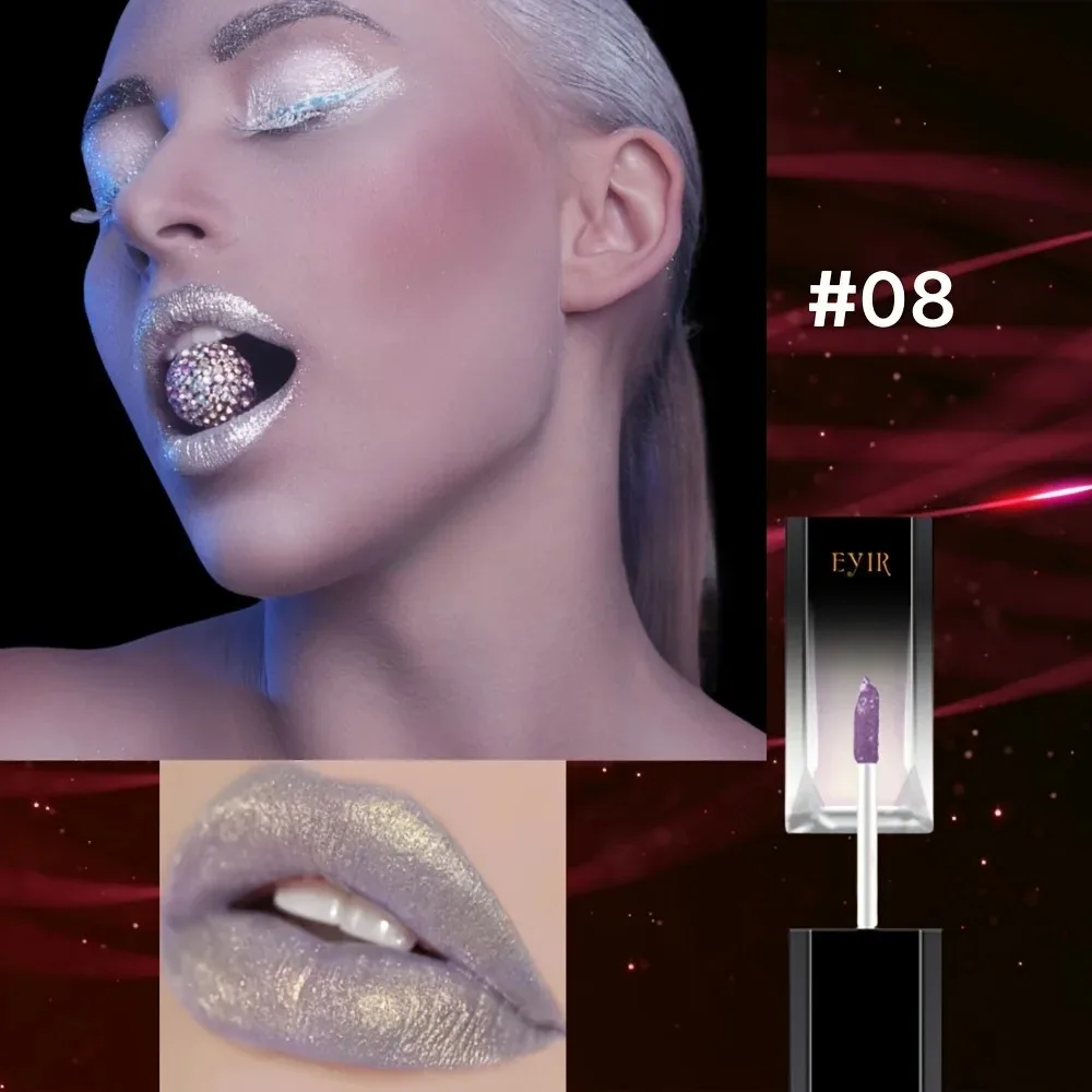 Silver Lavender Metallic Liquid Lipstick 2 In 1 Lip Gloss Eye Shadow Shimmer High Shine Makeup Cosmetic Long Wear Beauty