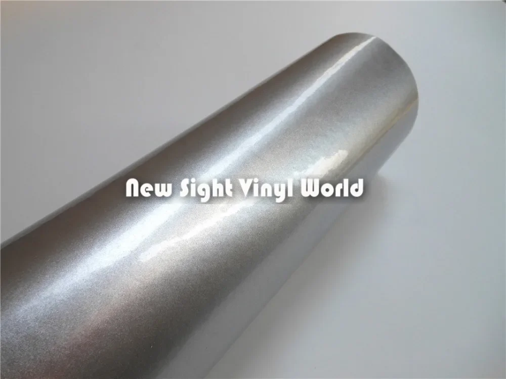 High Quality Glossy Metallic Silver Vinyl Wrap Silver Gloss Metallic Vinyl Film Air Free Car Wrapping Size:1.52*20M(5ft*65ft)