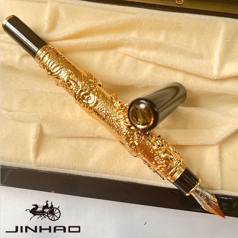 1 PCS Jinhao High-grade Exquisite Oriental Dragon Embossed Relief Gift Beauty Calligraphy Fountain Pen