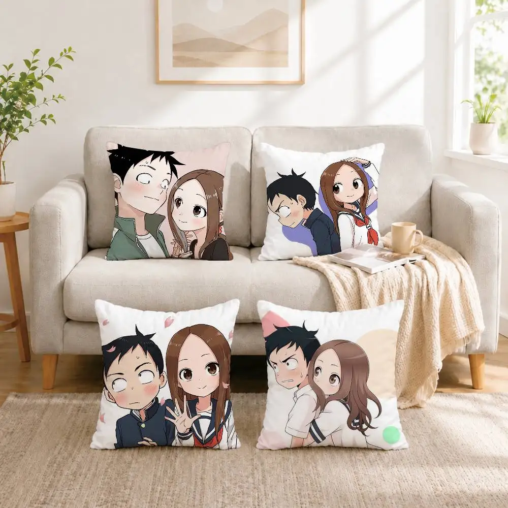 Наволочка с двусторонним принтом в стиле аниме Karakai Jouzu no Takagi-san, квадратная, для спальни, прикроватная, для дивана, в подарок