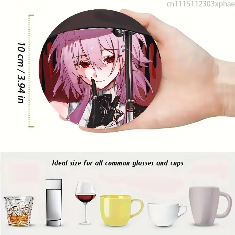 Honkai Star Rail Evernight March 7 Wood Coaster Mug Tea Coffee Cup Pad Heat Resistant Placemats Tableware Decoration