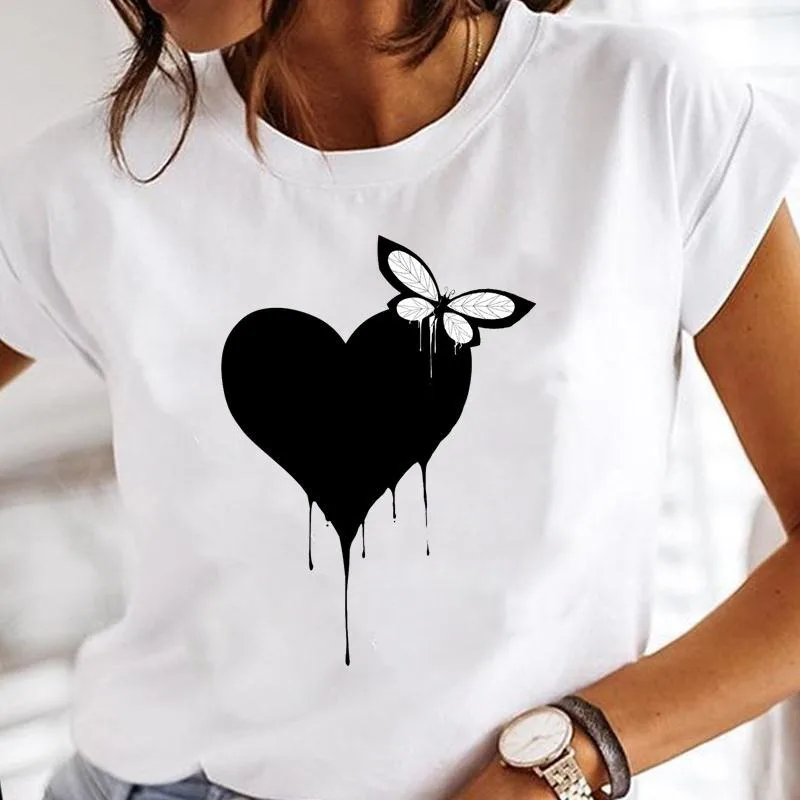

Women Casual Summer Short Sleeve Cartoon Printed Tops T-Shirt Ladies Fashion Round Neck Tee Shirt Clothing For 2025