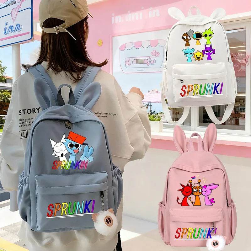 

Sprunki Backpacks Fashion Girls Schoolbag Portable Large Capacity Bags Cartoon Game Print Students Back To School Knapsack Gifts