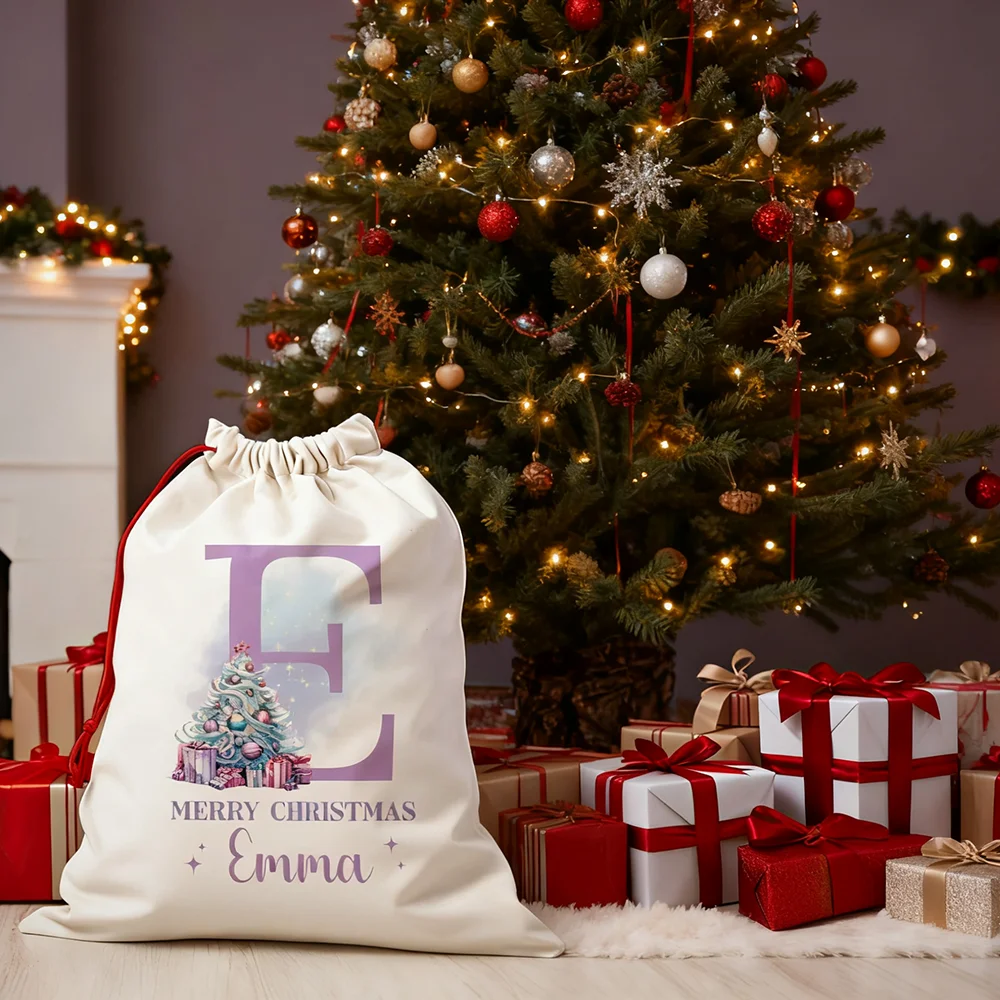 

Personalized Name Merry Christmas Large Gift Bag Santa Claus Filling Bag New Year's Gifts for Children Winter Holiday Home Decor