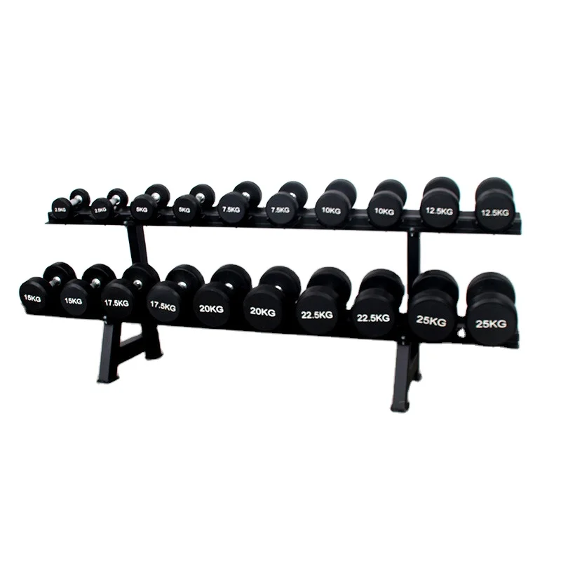 2026  Promotion Two Tier Commercial Home Club Gym Fitness Equipment Dumbbell Rack Set Steel Durable Weight Rack