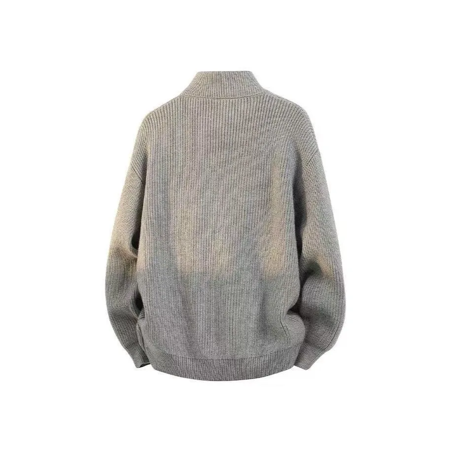 Cardigan sweater, men&#039;s knitted sweater, lazy style, high-end feeling, spring and autumn with thick velvet, loose fit for extern