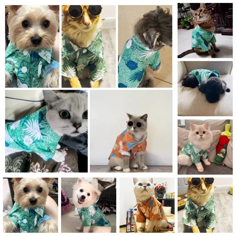 Pet Dog Beach Shirt Summer Dog Clothes Hawaiian Style Puppy Kitten Costume Dog Cooling Vest Chihuahua Bichon Medium Dog Clothing