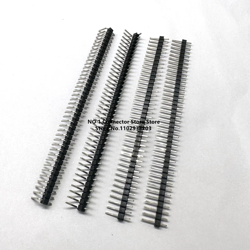 10pcs 40P 1*40 pin 2.54 2.54mm Pitch Straight/Right Angle Single Row Pin Header Male 90 180 degrees Needle Connector