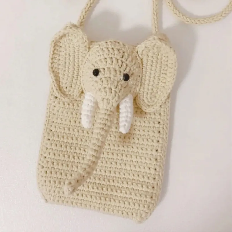 Hand Crocheted wool bag children cartoon calf snack bag hand bag key bag knitting cute bag