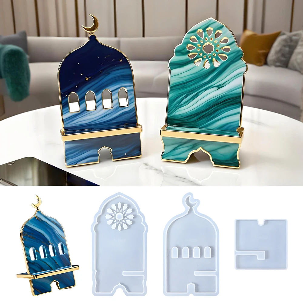 SZ103 Middle Eastern Style DIY Mobile Phone Holder Silicone Mold Casting Cell Phone Stand Bracket Epoxy Resin Molds