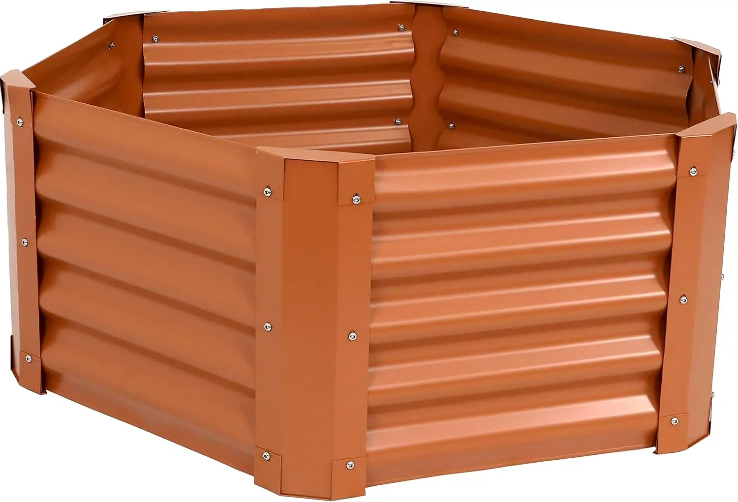 Sunnydaze Galvanized Raised Garden Bed Outdoor - Metal Planter Box for Gardening Vegetables and Plants - 16.25" H Hexagon - Brown