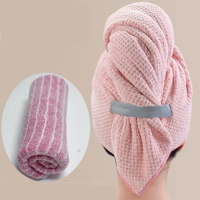 

2 in 1 Microfiber Hair Towel Extra Large Wrap Quick Dry 30X30CM Washcloth With Elastic Band Ultra Absorbent Soft Towel Turban