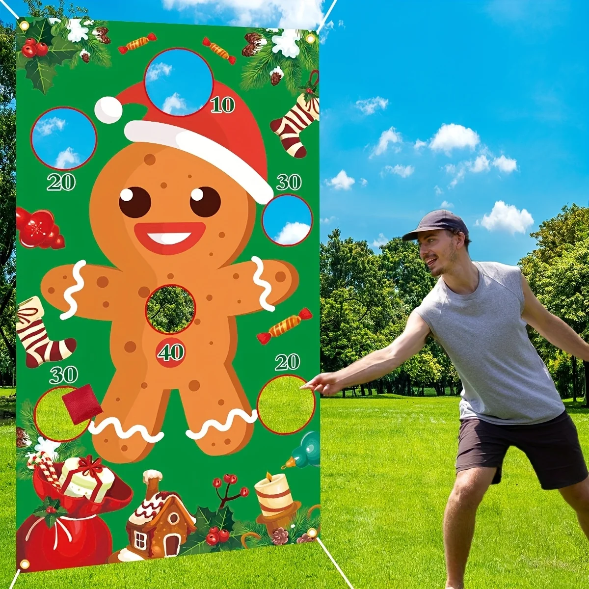 عيد الميلاد متعة رمي لعبة خلفية القماش، متعة خلفية القماش حفلة عيد الميلاد الديكور خلفية القماش #1