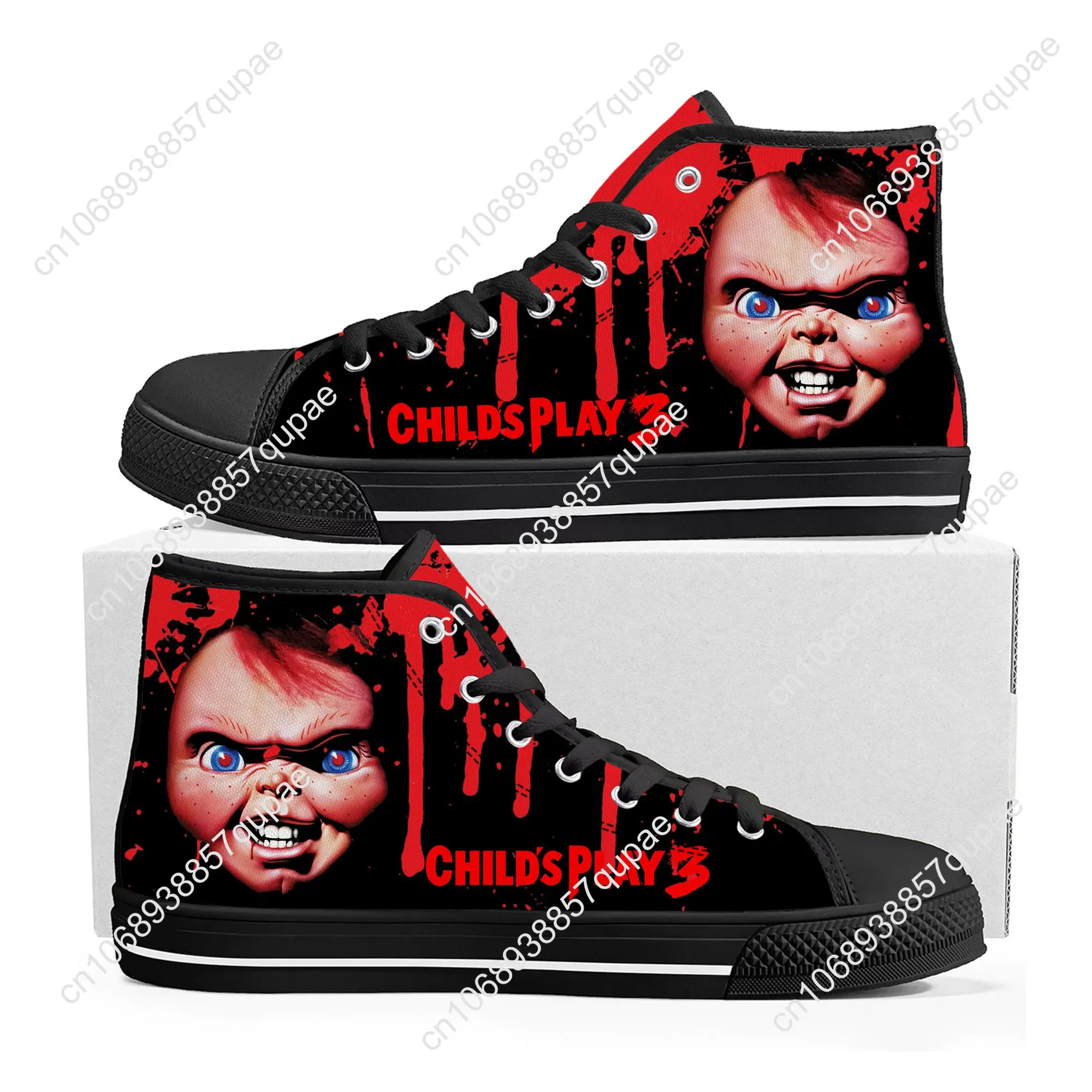 Horrorfilm Childs Spelen Chucky Hoge Kwaliteit Sneakers Mannen Vrouwen Tiener Canvas Sneaker Casual Paar Schoenen Custom Schoen