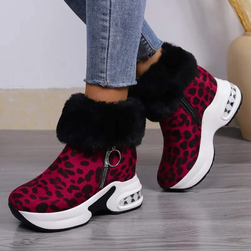 

Winter Non-Slip Snow Boots Women Fashion Faux Fur Plush Platform Ankle Boots Woman Air Cushion Warm Cotton Padded Shoes