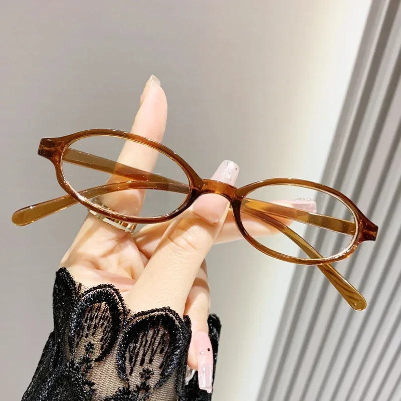 Women Anti-fatigue Reading Glasses Vintage Ins Oval Frame Presbyopia for Ladies Men Fashion Retro Transparent Plus Eyeglasses