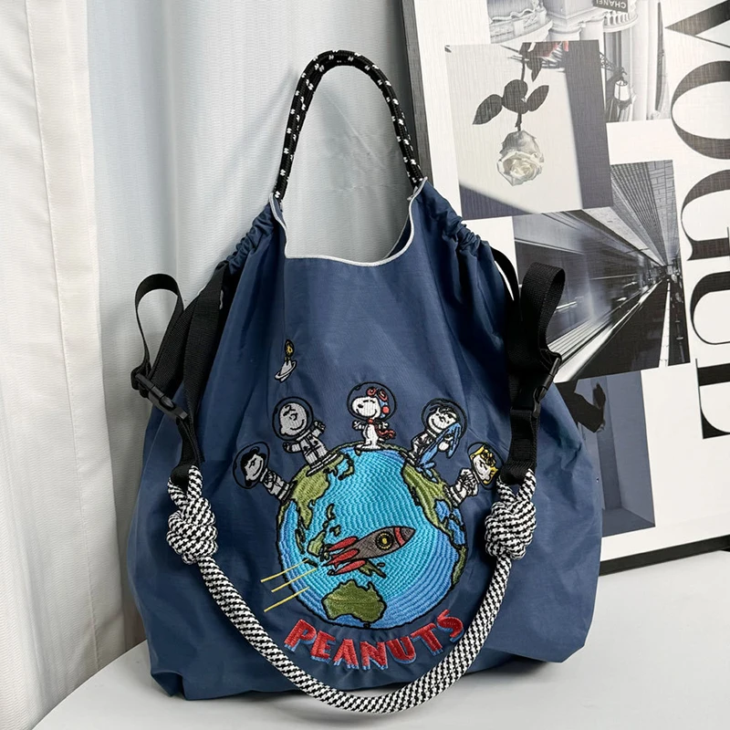 Ball&Chain Astronaut Environmental Bag Kawaii Nylon Canvas Embroidery Large Capacity Shoulder Bag Shopping Bag Girls Gifts