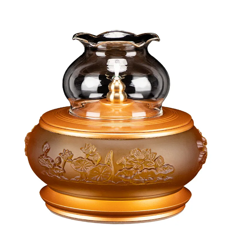 Glazed lotus lamp supply Buddha oil Buddha supply  attract wealth ghee lamp holder Buddha  supply