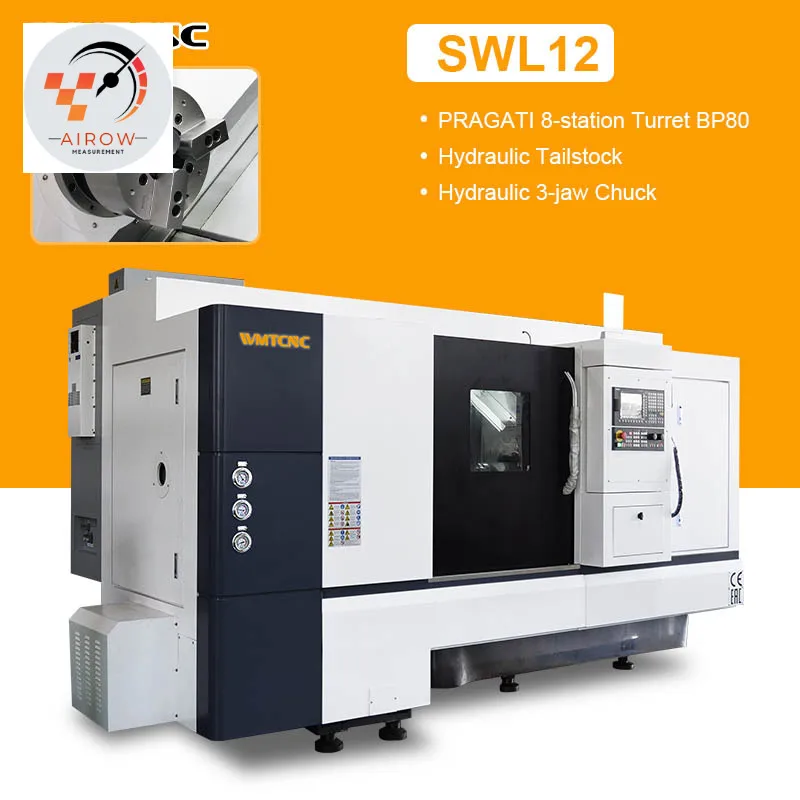 Ariow Popular Design Cnc Torno SWL12 High Precision 105 mm Spindle Bore Slant Bed Cnc Lathe Machine for Sale