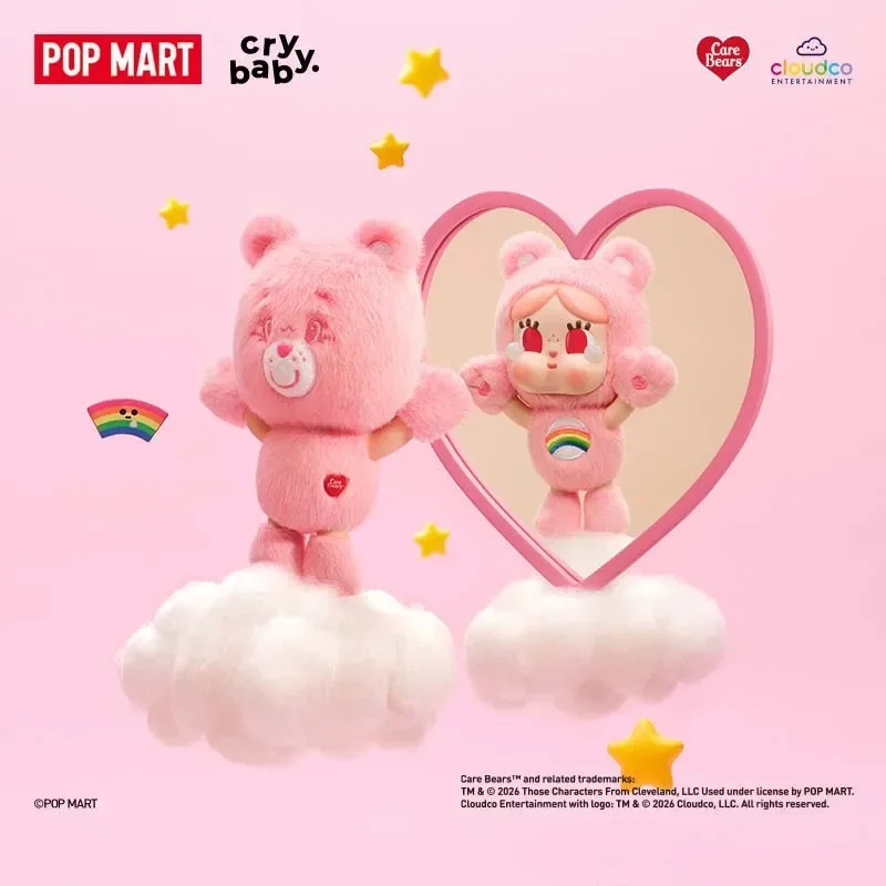 POP MART CRYBABY Серия Care Bears Виниловый плюшевый брелок-подвеска Загадочная коробка Оригинальная слепая коробка Игрушки-сюрпризы Украшение для сумки Фигурки для дома