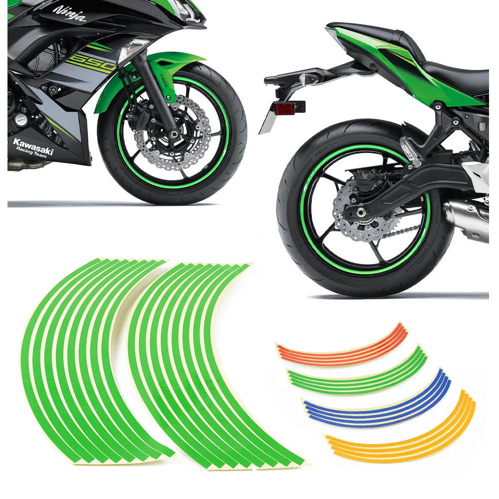 17 18 Inch 16 Strips Motorcycle Car Wheel Tire Stickers Rim Tape Decals Dirt Bike For Yamaha Suzuki Honda Kawasaki APRILIA BMW