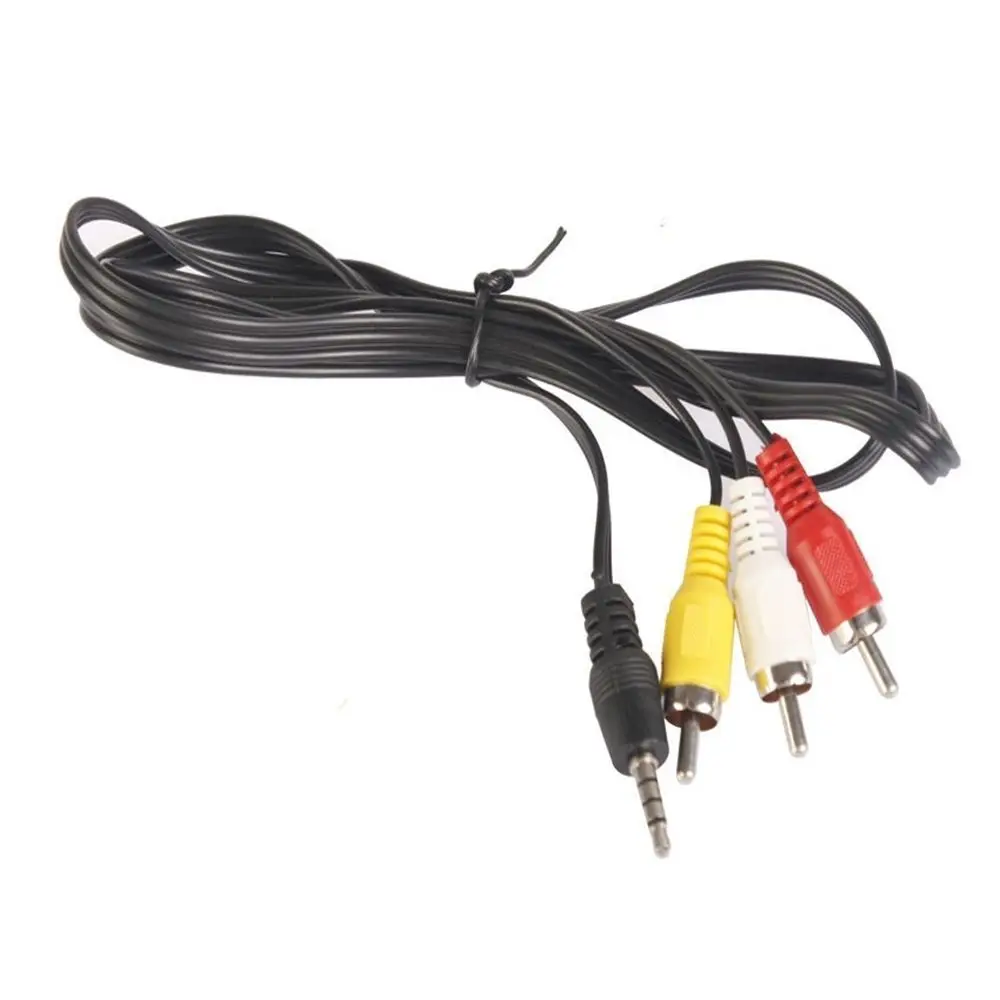 RCA Male Black 3 RCA 3.5MM Jack To RCA Plug Adapter Converter Video Cables Wire Audio Cable AV