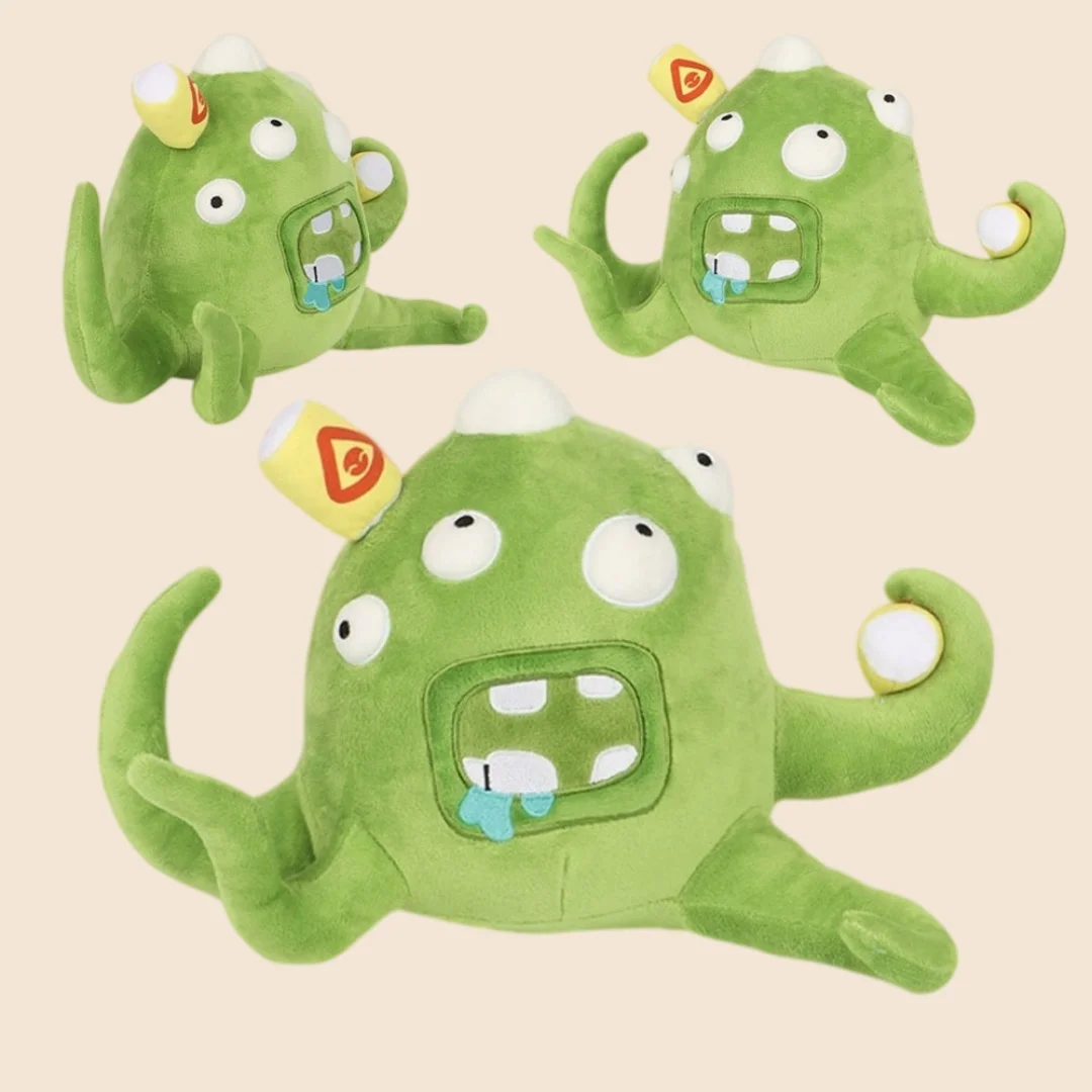 Cute Wobbly Life Plushie Game Surrounding Soft Green Multi-Eyed Monster Stuffed Toy Collectible Birthday Xmas Gift for Kids Fans