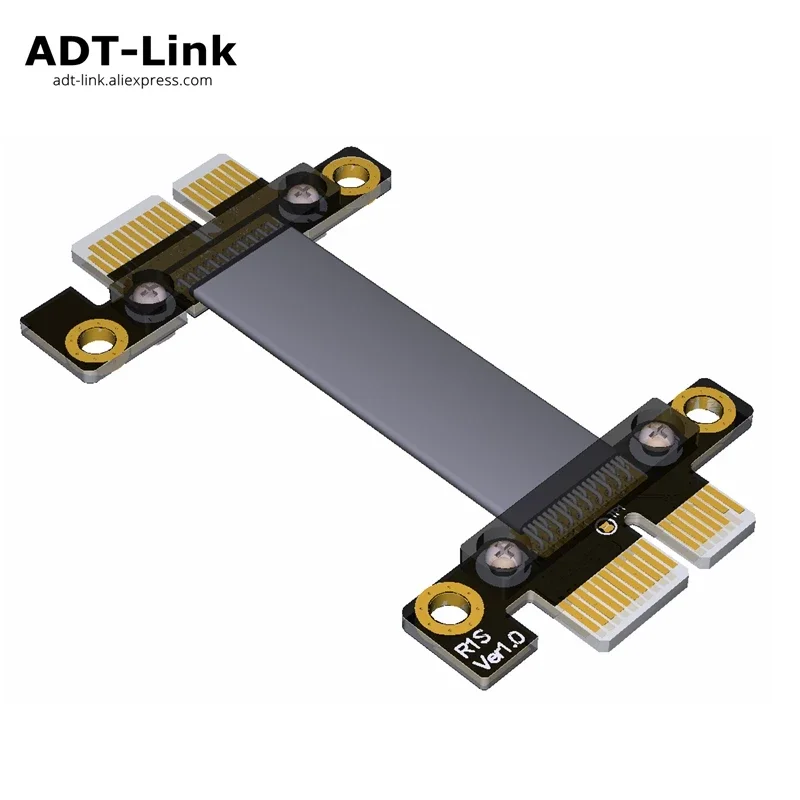 PCIe 3.0 X1 to X1 Male to Male EMI Shielded Riser Card Extender Cable 8Gbps ADT-Link Ribbon Cable for Computer Upgrade