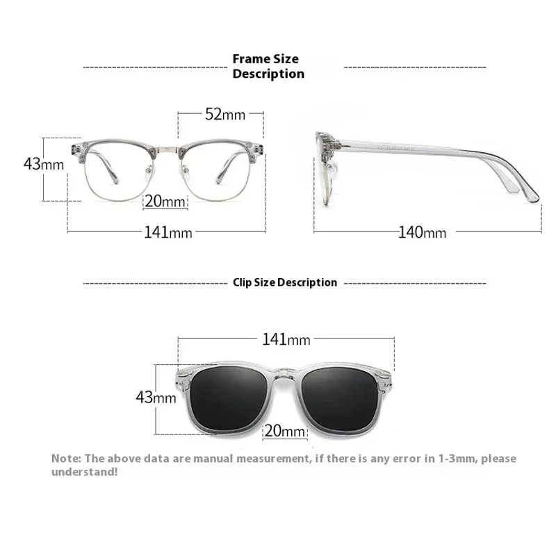 

XUKA Sports 6 In Polarized Women Myopia Sunglasses FrameClip Prescription Custom Glasses Eyewear Optical Magnetic 1 Men-0.5 to