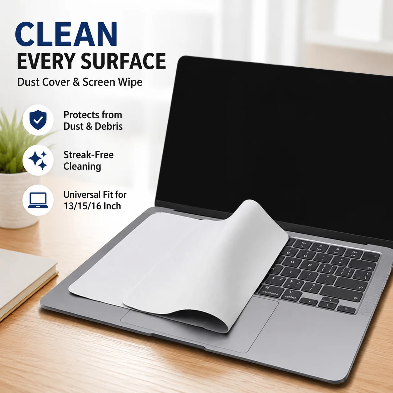 Laptop Keyboard Dust Cover Cloth Screen Cleaning Wipe - 13/15/16 Inch Universal Dust Removal Cloth for Notebook Keyboard Screen