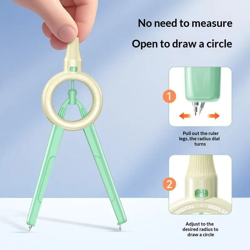 Digital Display Push Button Compass: Multifunctional Drawing Tool ABS Integrated Ruler Scale Primary Students