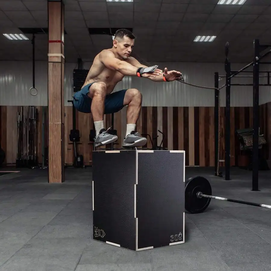 3 In 1 Plyometric Jump Box 12 To 30 Inch Cotton&Wooden Plyo Box Platform & Jumping Agility Box Anti-Slip Fitness Exercise Step U
