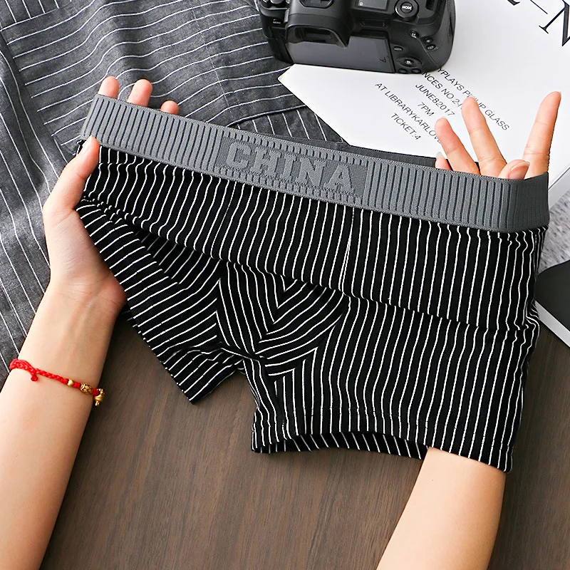 Mens Cotton Underwear Boxer Shorts U Convex Breathable Soft Striped Mid Rise Anti Ride Up Lightweight Ropa Interior De Algodon