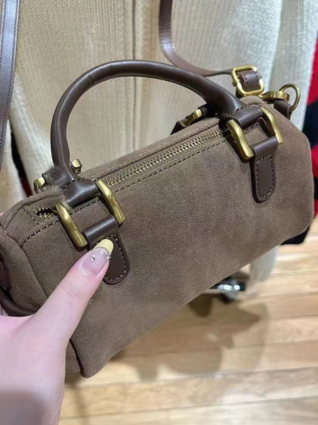 Bolso de hombro de ante de imitación Vintage americano para mujer, bolsos de alta calidad para mujer, estilo escolar, bolsos de moda de calle, 2024