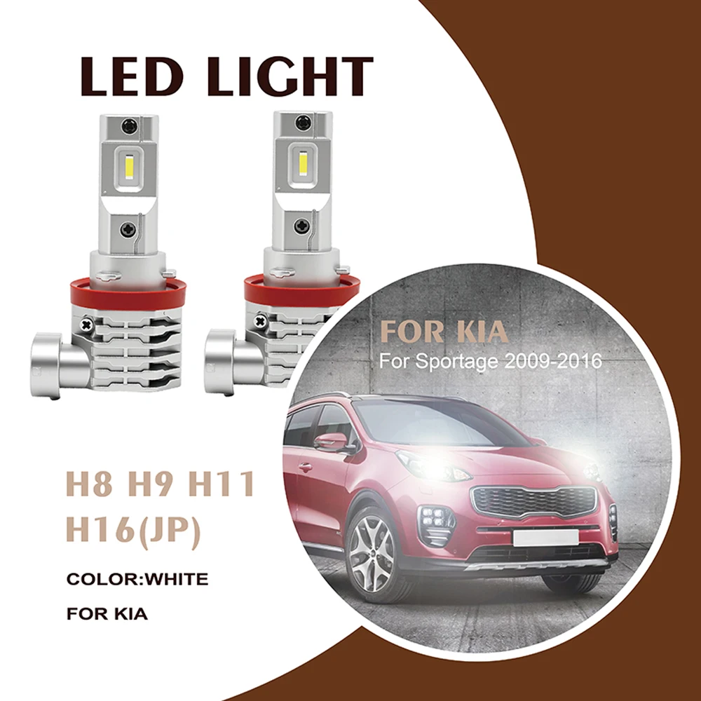 2Pcs/Set Car LED Headlight M4 1860 Chips H8/H9/H11/H16(JP) for KIA Sportage 2009-2016 CSP 1860 M4 Fog Lamp Bulb Halogen Size