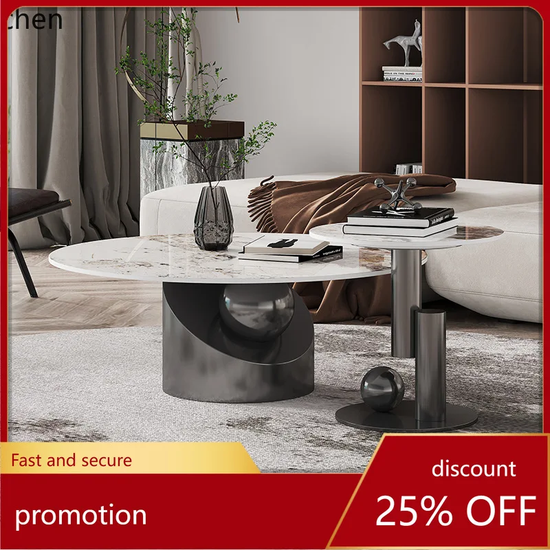 

YFY Minimalist Round Coffee Table Set Light Luxury Italian Modern Simple Living Room Designer Home Small Apartment