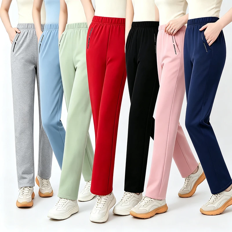 Ladies' Autumn And Winter Multi Ribbon Pocket Casual Sweatpants, Youth Casual Sports Pants, Fashionable Letter Outdoor Pants