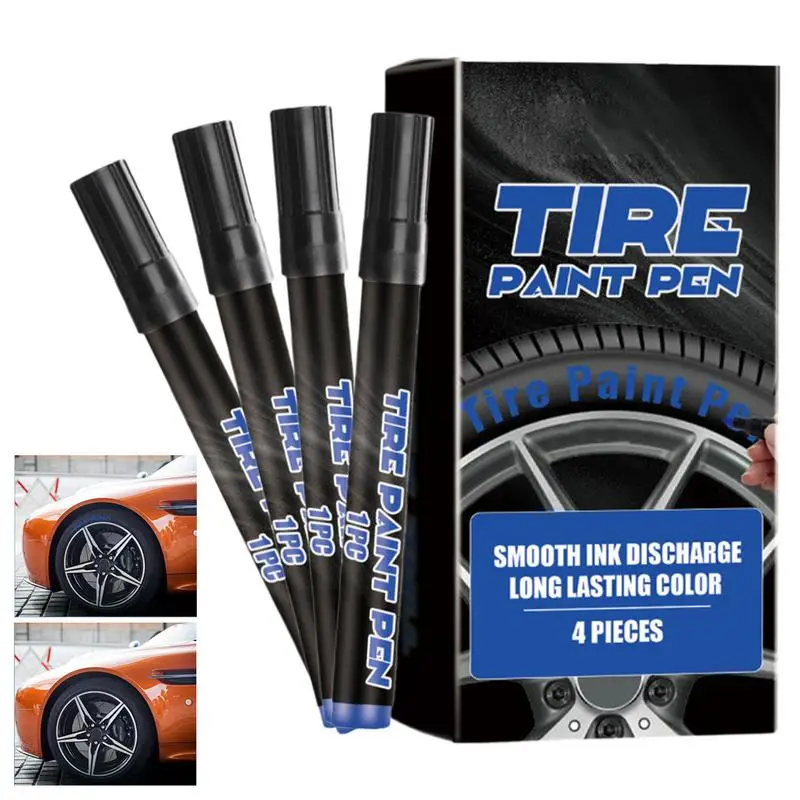 

Tire Ink Paint Pen Set Of 4 Tire Paint Markers Long-Lasting Car Graffiti Pen Oil-Based Tire Drawing Pens Quick Dry For Car Tires