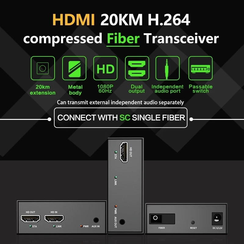 

single mode SC Port Fiber Video Media Fiber Extender 1080P HDMI Audio and Video Optical End Machine HDMI Fiber Optic Transmitter